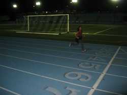 Saskia crosses the line in excellent form